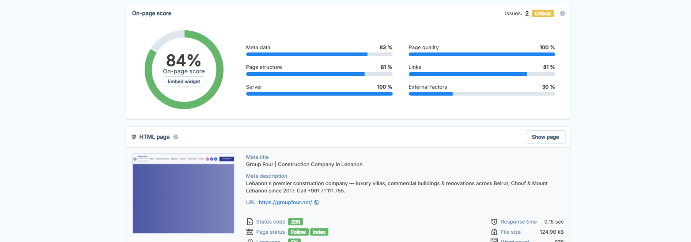 Google Search Console performance — Group Four Engineering